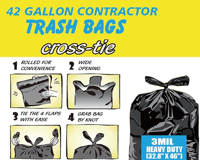 Contractor Heavy Duty Trash Bags 42 Gallon | 52 Count | 3 MIL | 32.8" X 46" | - Image 2