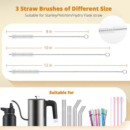 OUTXE 5 Pack Bottle Brush Set, 5-in-1 Water Bottle Cleaner Brush, 3 Straw Brush - Image 5