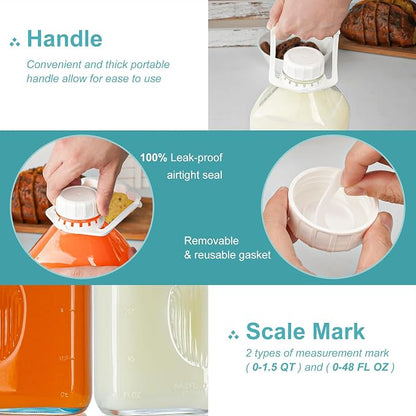 Ritayedet 3 Pack 64 Oz Heavy Duty Glass Milk Bottle - Image 4