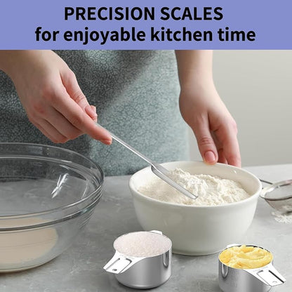 Stainless Steel Measuring Cups and Spoons Set, 6 Stainless Steel Measuring Cups - Image 3