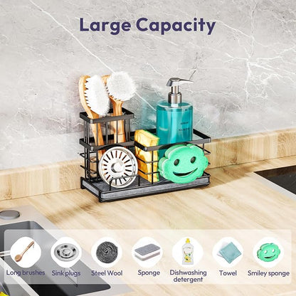 SWTYMIKI Kitchen Sink Caddy Organizer, Quick Dry Smiley Face Sponge Holder - Image 5