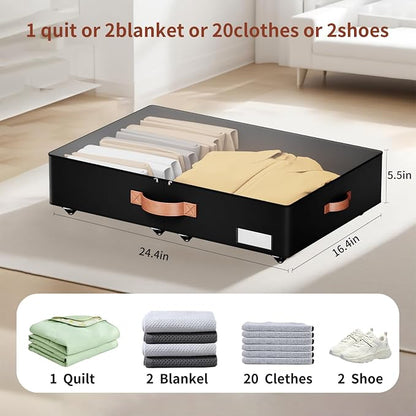 Underbed Storage With Wheels, low profile 5.5 inches Height Storage Bins - Image 3