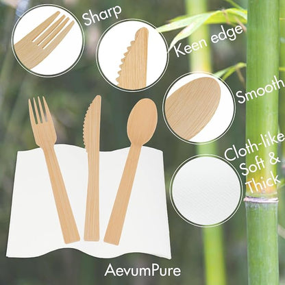 AevumPure 30 Sets Bamboo Cutlery - Image 2