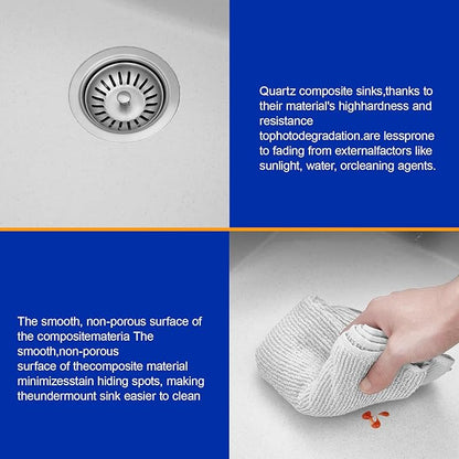 Dcolora 33 Inch Double Bowl Undermount Kitchen Sink White Deep Double Basin Prep Sink 50/50 Split Granite Composite 33"×19"×10“,#DC-GU001W