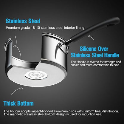 Cook N Home 3 Quart Stainless Steel Saucepan Set - Image 7