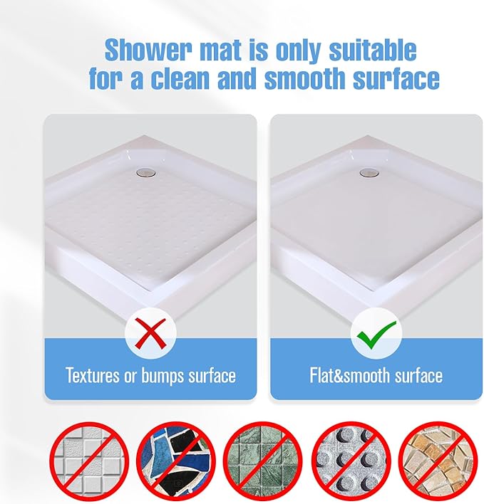 Shower Mat Non-Slip Bath Mat for Tub Floor & Stall with 200+ Suction Cups & Drain Holes, Quick Dry Machine Washable Bathtub Mat, Safe for Elderly& Baby, Bathroom Essentials 24x24 Inch (Light Brown)