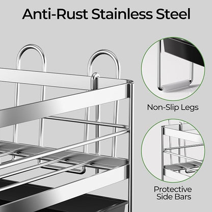 Large 2 Tier Dish Drying Rack, Extendable Dish Rack, Stainless Steel Anti-Rust - Image 4