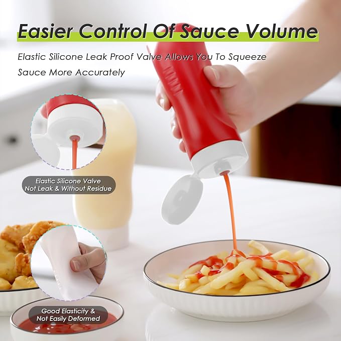 Condiment Squeeze Bottles for Ketchup Hot Sauce Liquids Oil - Image 2