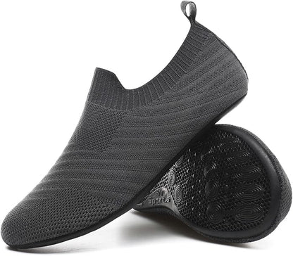 QZKDM Lightweight Slip on Grip Indoor House Slippers Barefoot Non Slip Home by QZKDM