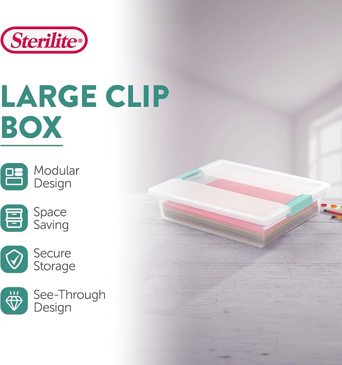Sterilite 6-Pack Clip Box, Stackable Clear Plastic Bins - Image 2