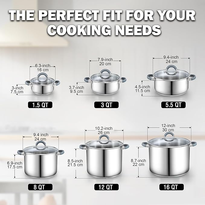 Cook N Home 5.5-Quart Sauce Pot Stainless Steel Stockpot - Image 2