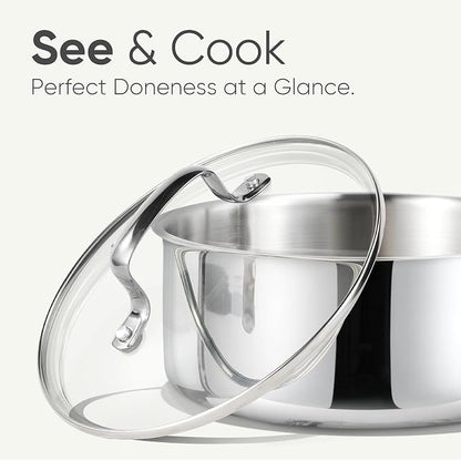 CAROTE 1.5Qt Stainless Steel Saucepan, Non-Toxic 3-Ply Stainless Steel Cookware - Image 4