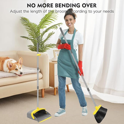 NACENA Broom and Dustpan Set, 55-in Long Adjustable Handle Broom Dustpan Combo - Image 6