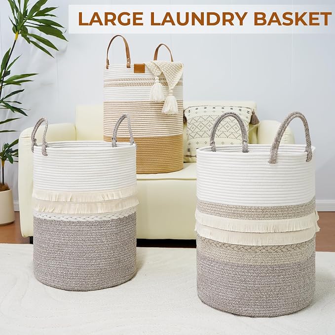 danpinera 79L Laundry Hamper Basket, Tall Round Dirty Clothes Hamper - Image 5