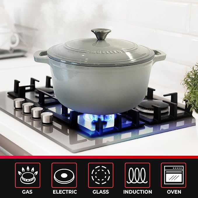 Mueller 6 Quart Enameled Cast Iron Pot Dutch Oven, Heavy-Duty Oven-Safe up to - Image 5