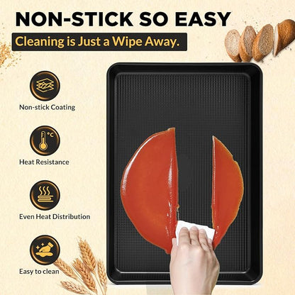 Professional Non-Stick Baking Sheets Set, 3-Piece Heavy Duty Carbon Steel - Image 6