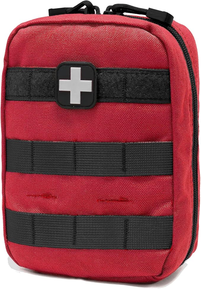 Carlebben EMT Pouch MOLLE Ifak Pouch Tactical MOLLE Medical First Aid Kit Utility Pouch (with Medical Supplies Red)