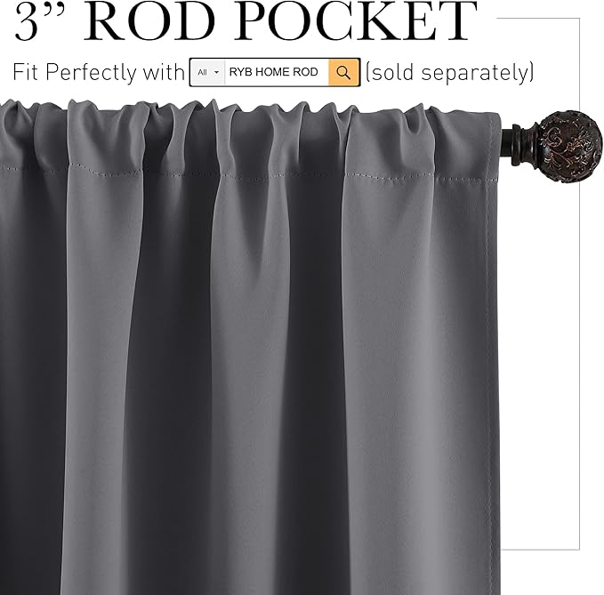 RYB HOME Mini Curtains for Small Window, W29 x L45 inches - Image 2