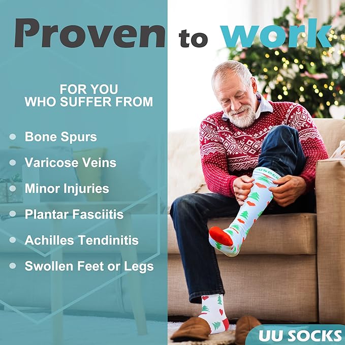 Medical Compression Socks for Women and Men 3 Pairs 20-30 mmHg Knee High Christmas Compression Stockings Circulation Best for Running Athletic Nurses