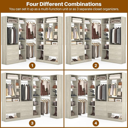 Corner Closet System with 5 Drawers, Closet Organizer System with 15+Shelvess & - Image 5