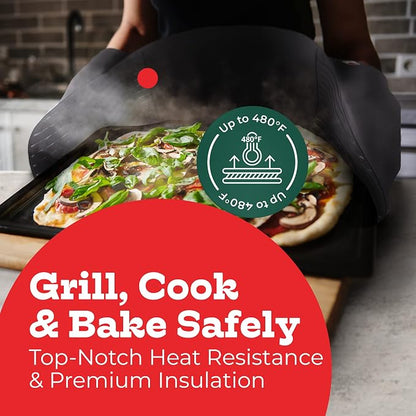 Grey Double Oven Mitt Kitchen Protection - Image 2