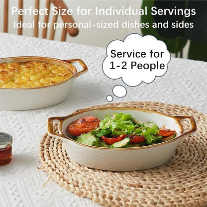ONEMORE Au Gratin Baking Dish Oval Ceramic White Small Casserole Dish Oven Safe - Image 3