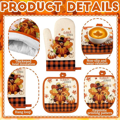 Fanfanwin 10 Pcs Fall Thanksgiving Turkey Kitchen Decor Set Kitchen Towels Pot - Image 5