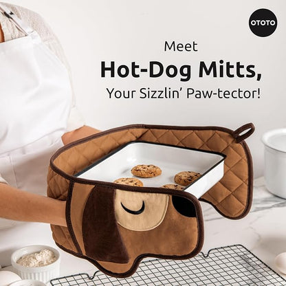 OTOTO Hot-Dog Double Oven Mitts Cute Funny - Image 2