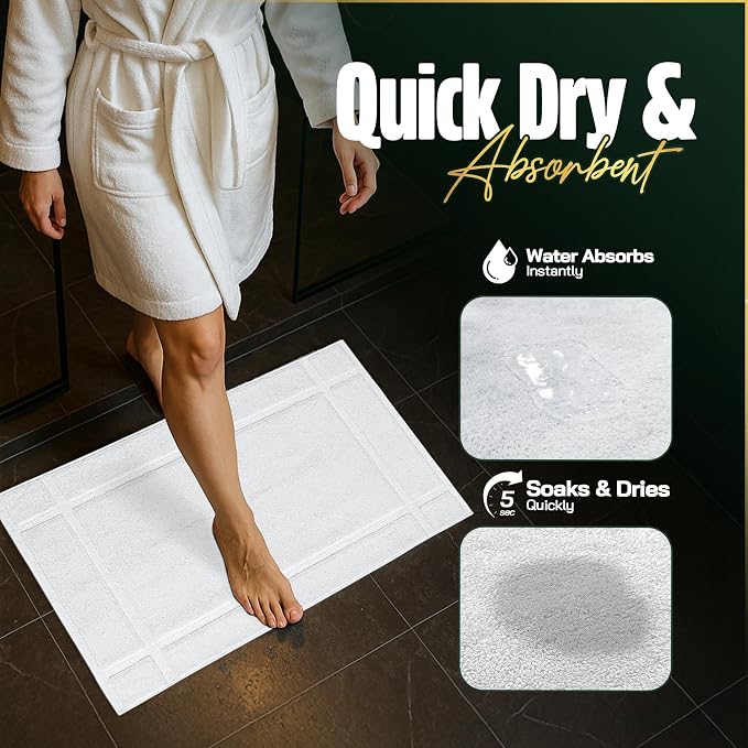 Pearl Linens Pack of 6 100% Cotton Bath Mat 18x25 inches, Soft & Absorbent - Image 4