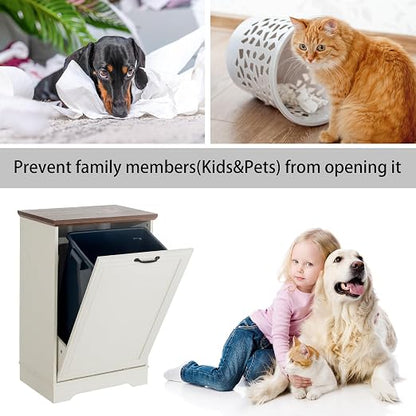 13 Gallons Tilt Out Trash Cabinet, Hidden Trash Can Cabinet Wooden Tilt Out Pet - Image 4
