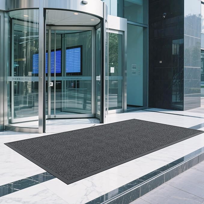 Front Door Mat, 4' x 2' Heavy Duty Indoor Outdoor Doormat, Non-Slip Backing Welcome Mats for Entryway, Low Profile, Commercial Door Mats
