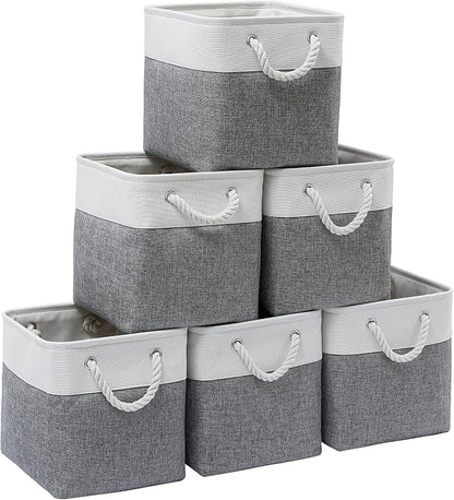 11 x 11 Inch Storage Cubes, 6 Pack Large Collapsible Fabric Storage Bin by ISEMINGLA