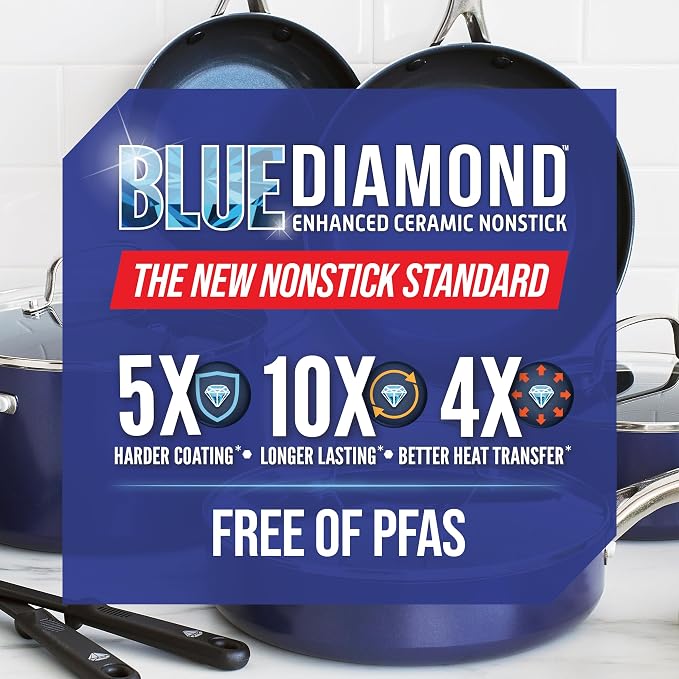 Blue Diamond 12" Nonstick Frying Pan Skillet, Diamond Infused PFAS & PTFE-Free - Image 9