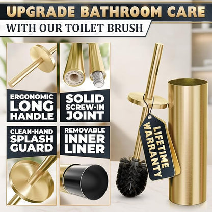 Gold Toilet Brush and Holder Set - Image 4