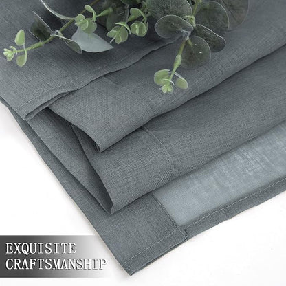 Tollpiz Sheer Curtains Linen Textured Living Room Curtain Sheers Light - Image 7