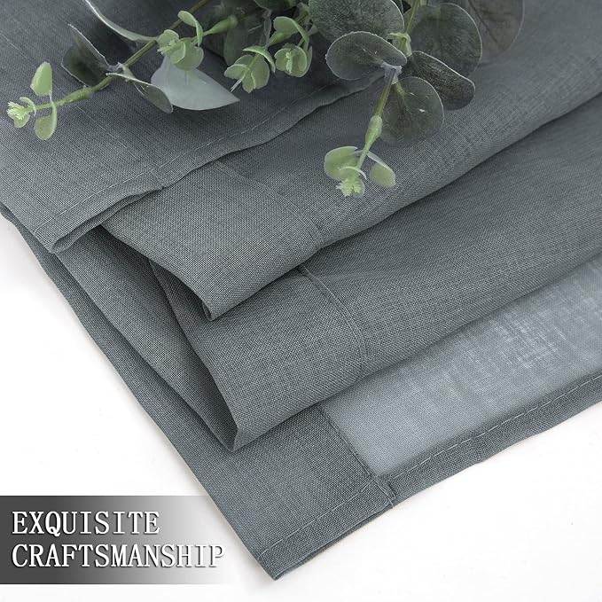 Tollpiz Short Sheer Curtain Linen Textured Bedroom Curtains Sheer Light - Image 7