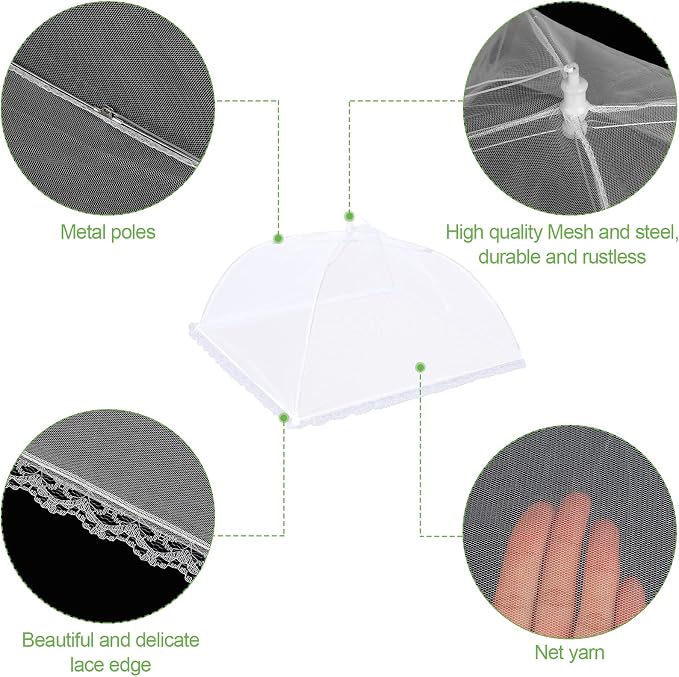 4 Pack Mesh Food Covers 17 inch, Large and Tall Food Covers, Pop-Up Mesh Food - Image 3