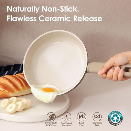 SENSARTE Ceramic Nonstick Pots and Pans Set 17pcs, Healthy Induction Cookware - Image 3