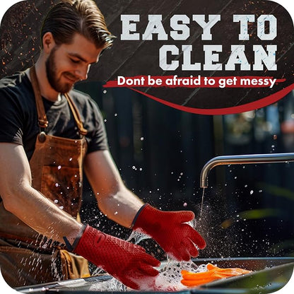 KITCHEN PERFECTION S Silicone Smoker Oven Gloves -Extreme Heat Resistant BBQ - Image 7