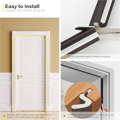 Ravinte Weather Stripping Door Seal Strip Soundproof "Q" Foam Weather Stripping - Image 5