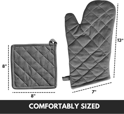 Oven Mitts + Pot Holders 100% Cotton Heat Resistant Oven Gloves & Hot Pads - Image 2