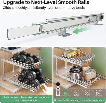 Pull out Cabinet Organizer, 2 Tiers 15"W X 21"D, Heavy Duty Smooth Sliding - Image 5