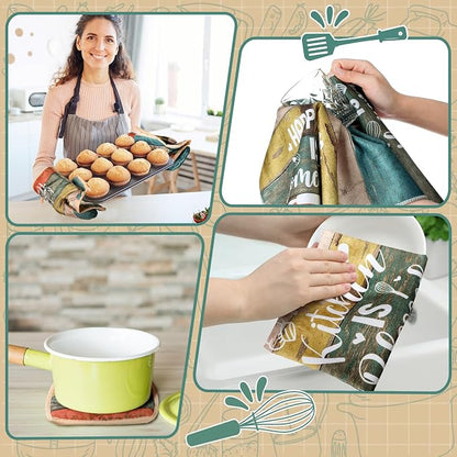 Fourluoo 10 Pcs Farmhouse Kitchen Decor and Accessories Set 4 Kitchen Towels 2 - Image 6