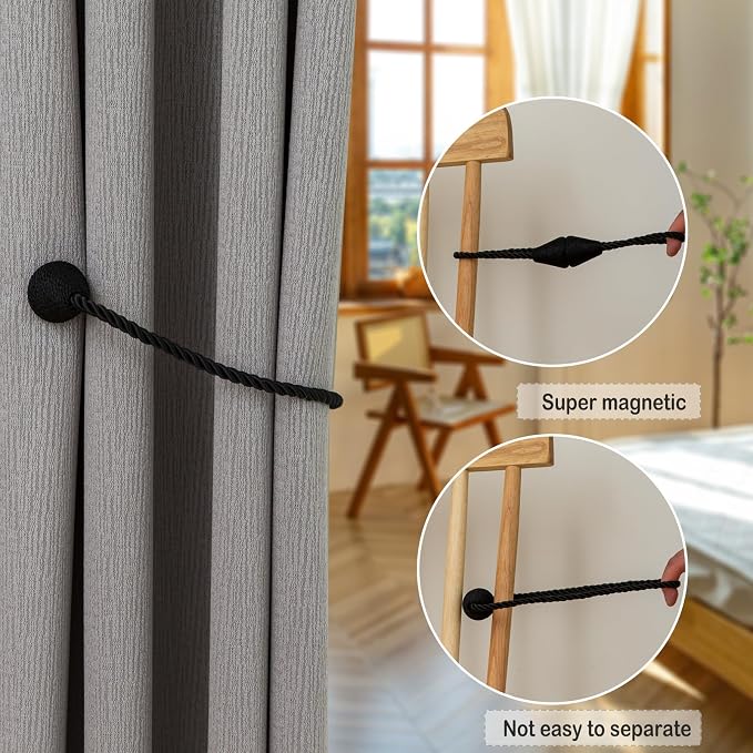 Magnetic Curtain Tiebacks 8 Pack Outdoor Rope Curtain Tie Backs Decorative - Image 4