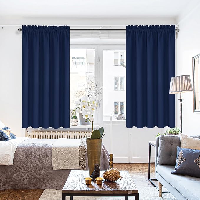 DWCN Bedroom Blackout Curtains 60 x 63 Inches Length 2 Panels Set, Solid - Image 2