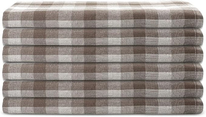 Kitchen Towels Set of 6 Brown/Ivory Checks 20x30 Inches 100% Cotton Highly - Image 2