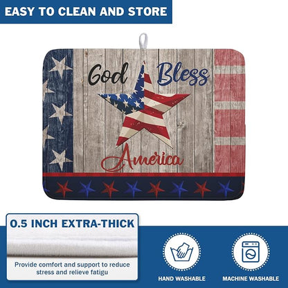 Kawani 4th of July Dish Drying Mat 18x24 Inch Patriotic God Bless America - Image 5