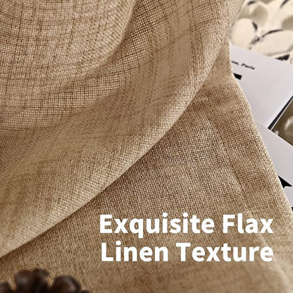 YoungsTex Burlap Linen Semi Sheer Curtains 84 Inch Length - Image 4