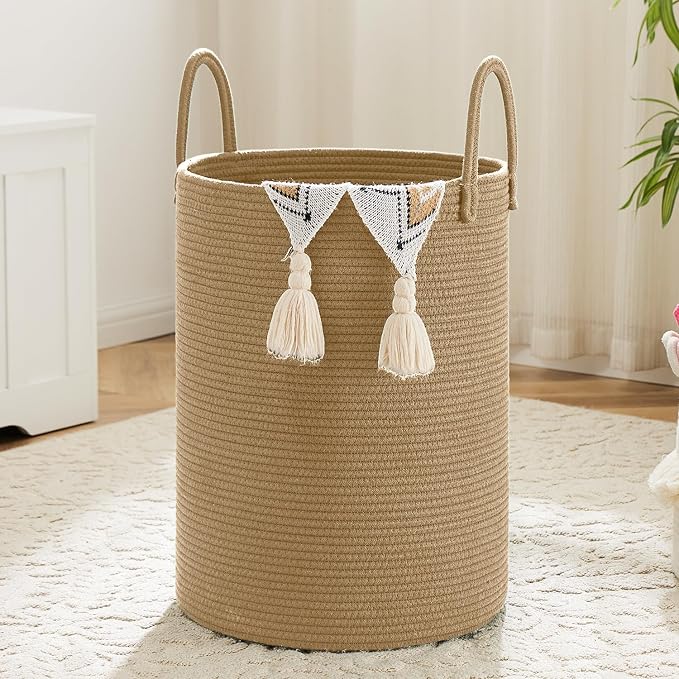 Laundry Basket, Woven Cotton Rope Laundry Hamper, 40L by Artfeel