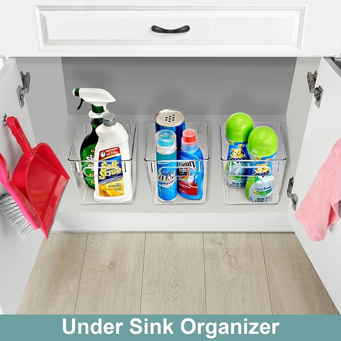 Sorbus 8 Pack Small Clear Plastic Storage Bins, Refrigerator, Under Sink - Image 6